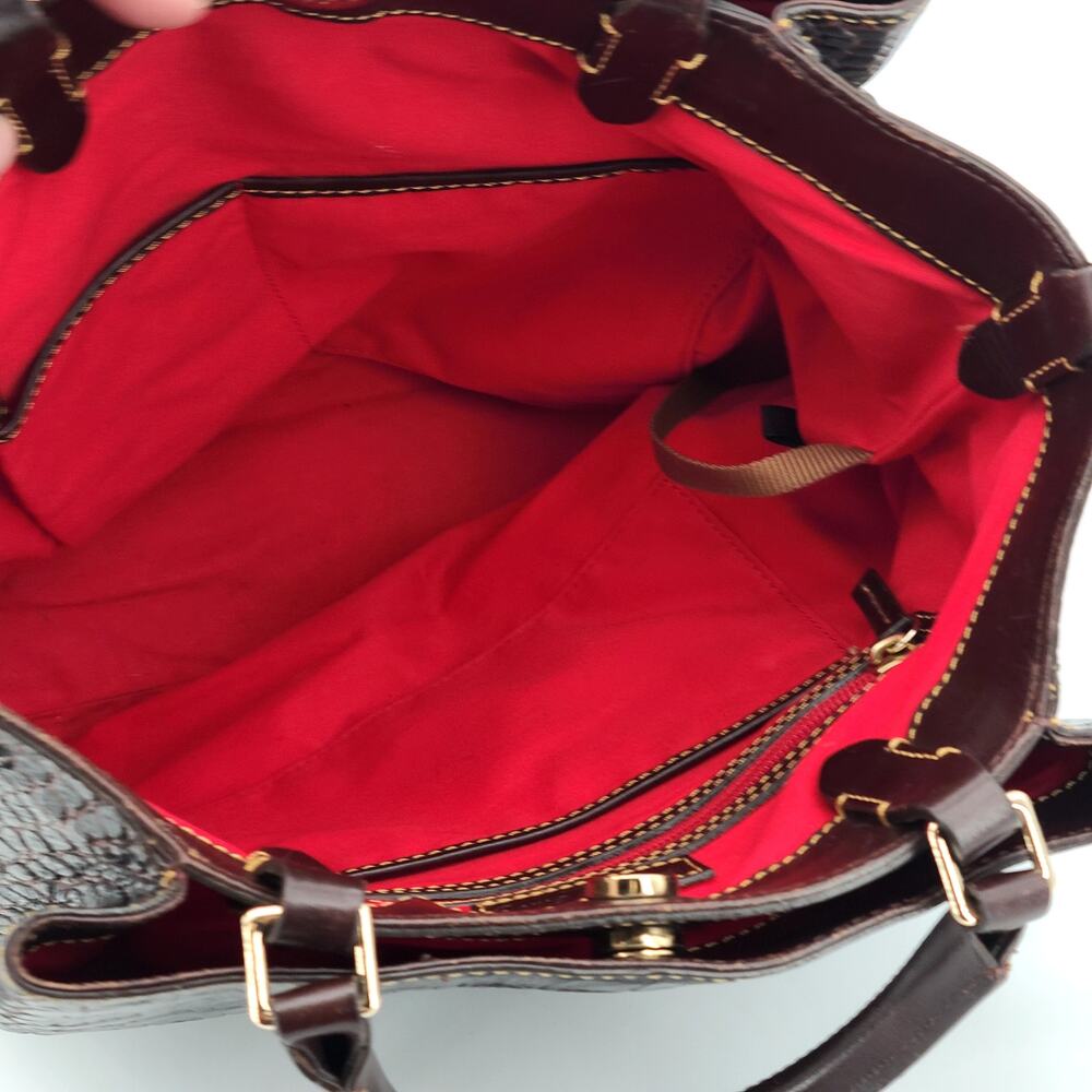 Dooney & Bourke Dillen Croco Leather Satchel - Espresso Dark Brown Bag - Picture 11 of 16